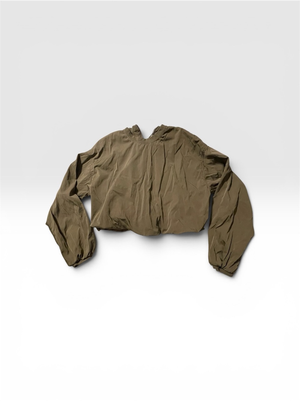 Zara Olive Green Cropped Long-Sleeve Top